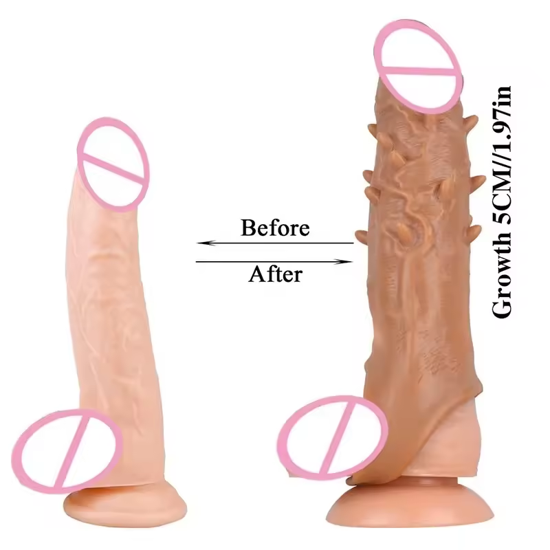 Reusable Ejaculation Delay Realistic Dildo Sleeve - Silicone Wearable Penis Enlargement Extender for Men - Skin-Safe Flesh Tone Adult Toys in India - Image 4