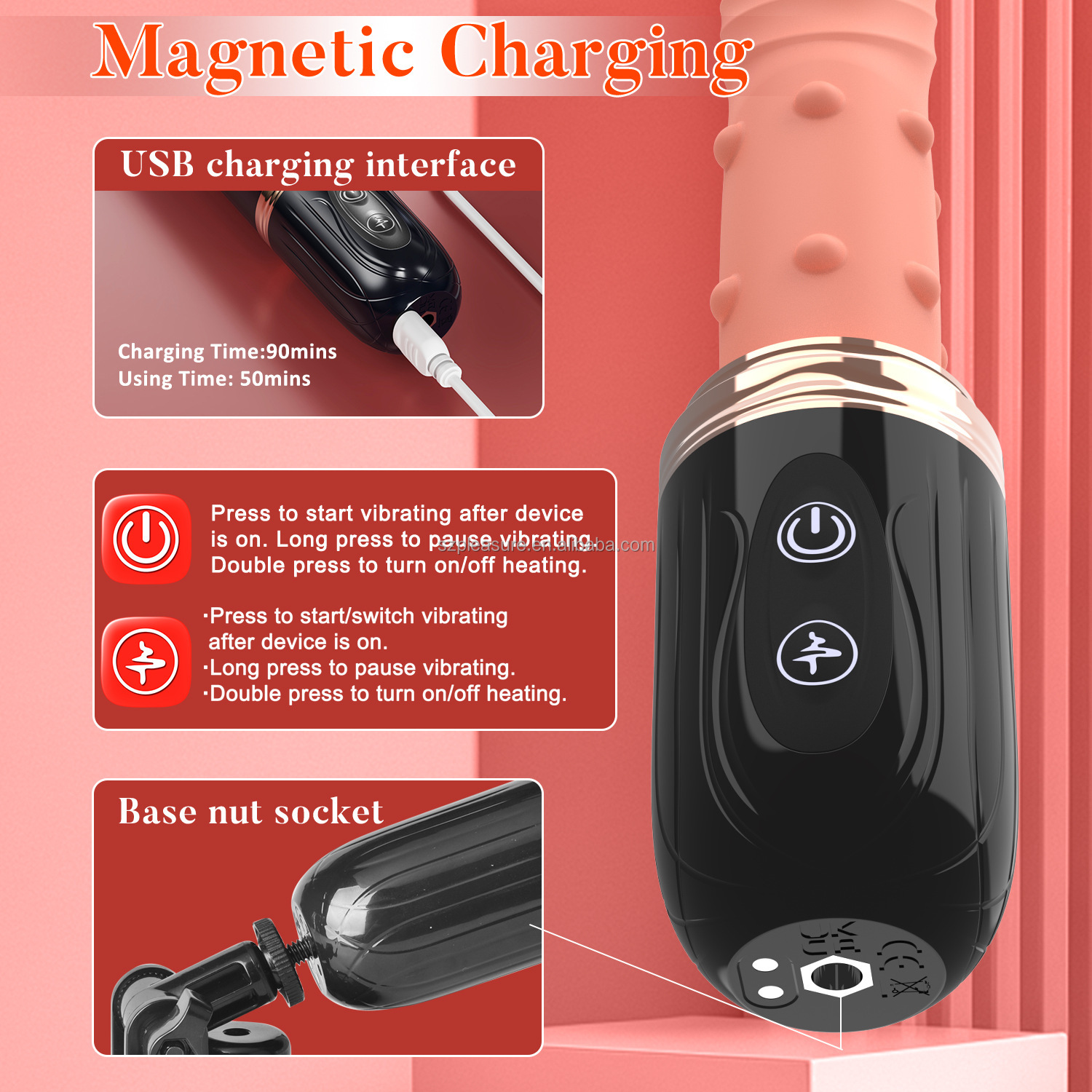 Premium Automatic Thrusting Sex Machine Gun for Women | 100% Waterproof Heating Vibrator Dildo with Remote | Couple Adult Toy India - Image 6